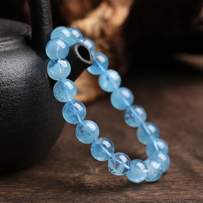 Natural Sky Blue Aquamarines Crystal Bracelet
