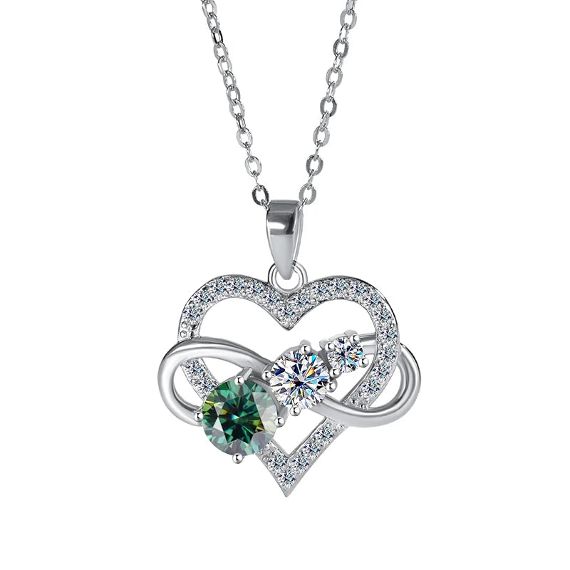 Luxury 1.8CT Diamond Infinite Love Heart Moissanite Pendant Necklace