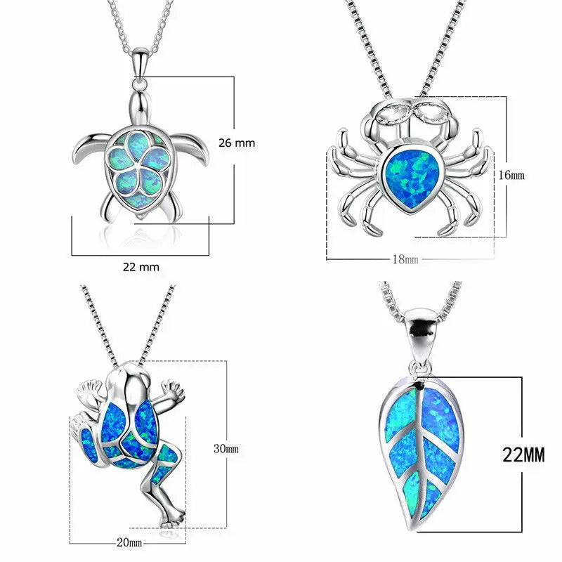 Ocean Blue Crystal Charm Pendant Animal Necklaces