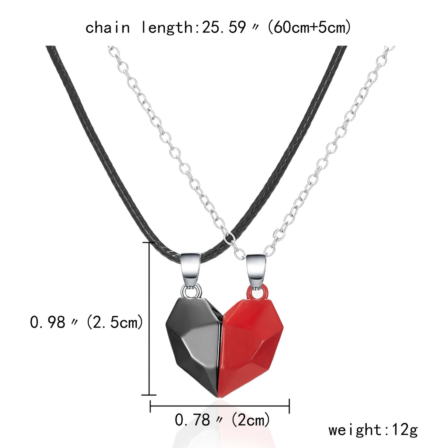 Magnetic 2Pcs Heart Necklace