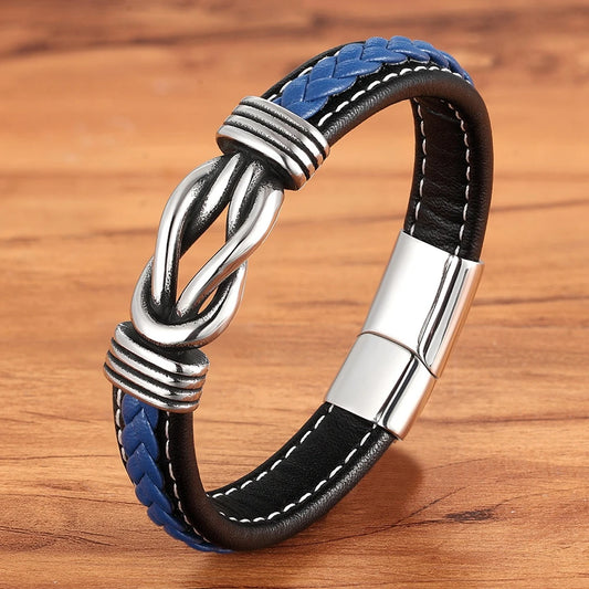 Hand-woven Chrome Leather Bangle