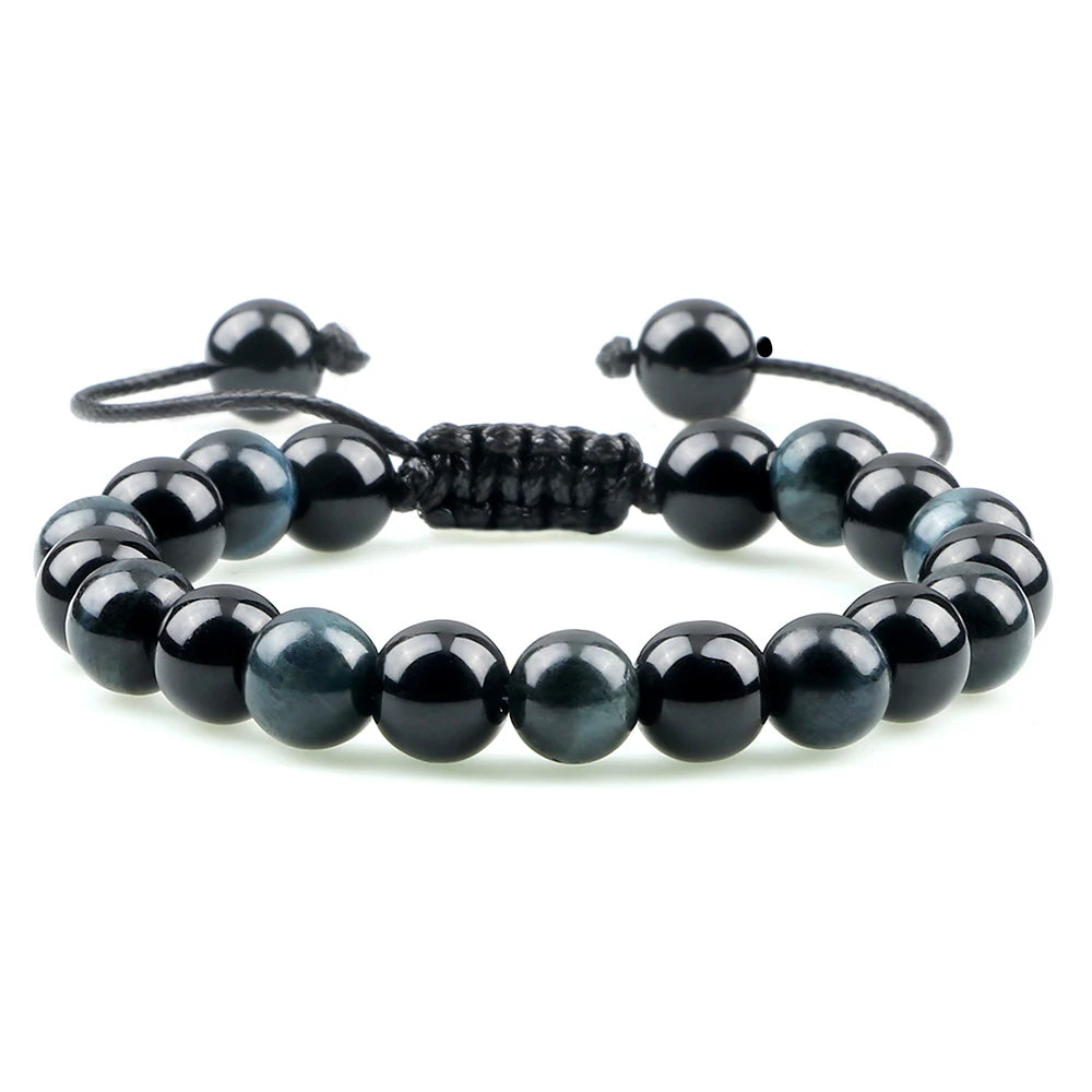 Blended Tiger Eye & Black Onyx Stone Charm Bracelets