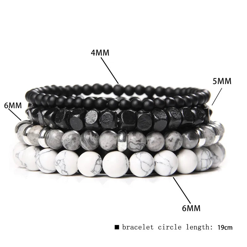 Multilayer Black Lava Onyx Charm Bracelet
