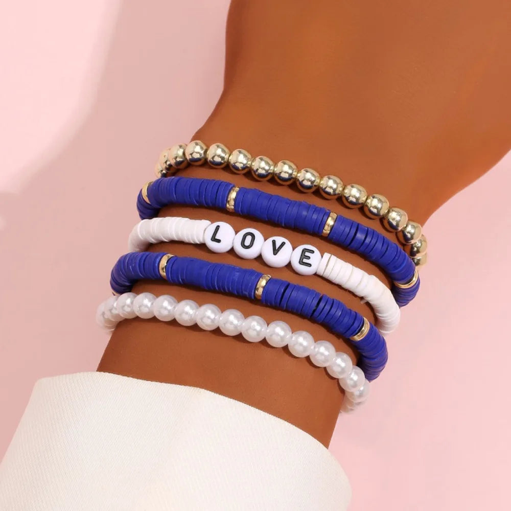 Rainbow Heart Charm Stackable Bracelets Sets