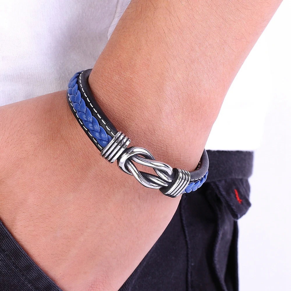 Hand-woven Chrome Leather Bangle