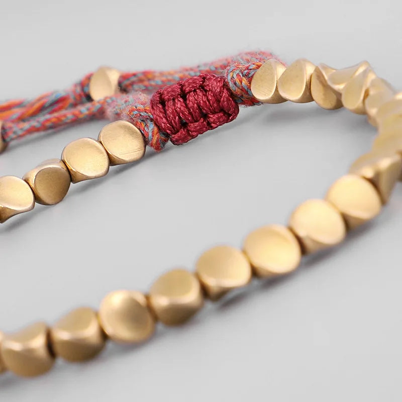 Copper Beads Lucky Red Rope Bracelet