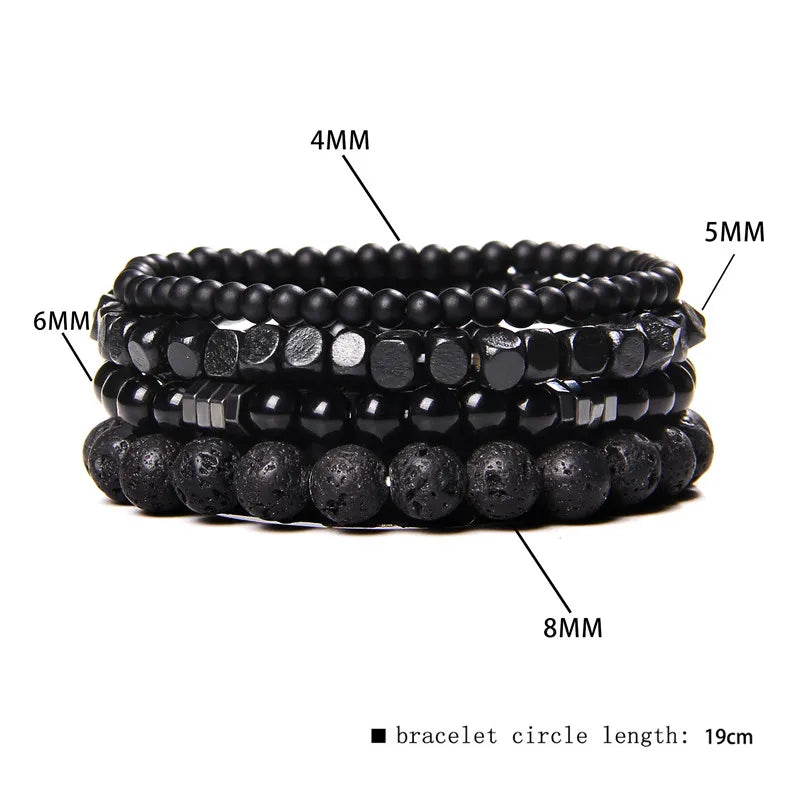 Multilayer Black Lava Onyx Charm Bracelet