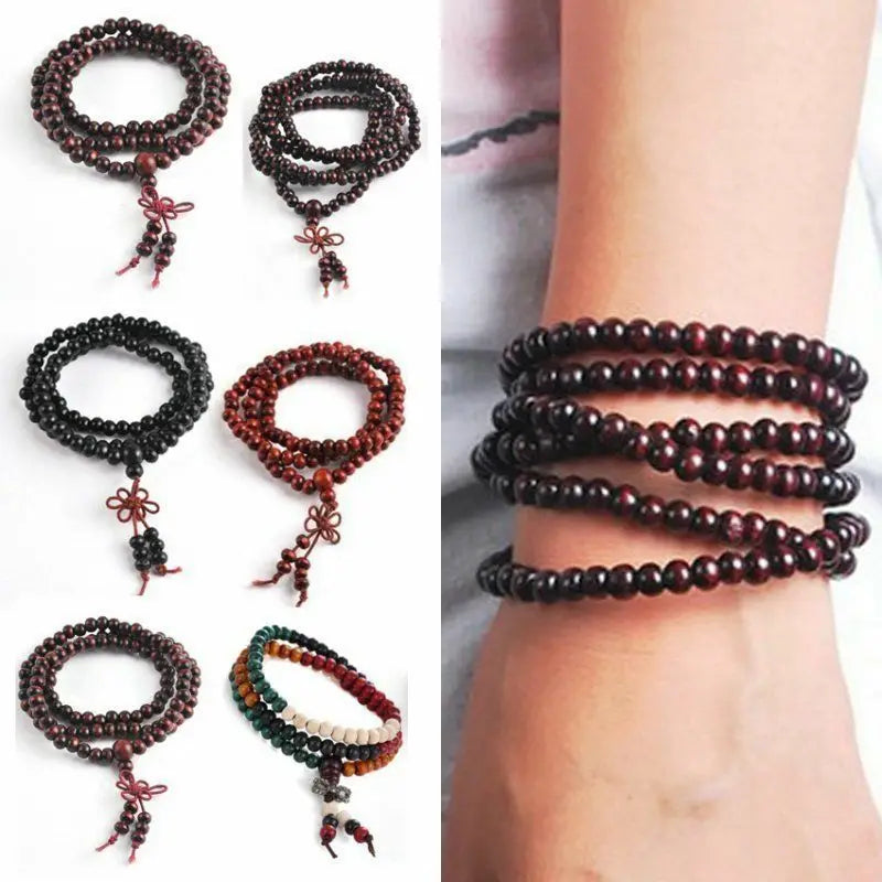 Natural Sandalwood Beaded Knot Bracelets