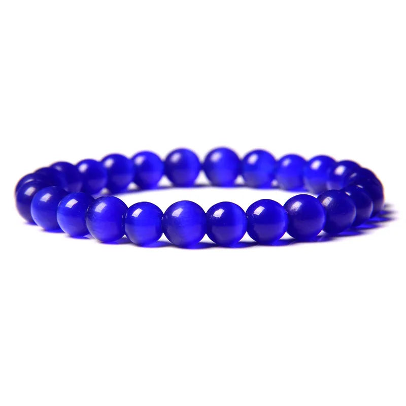 Vibrant Rainbow Pastel Color Cat Eye Stone Beads Bracelets