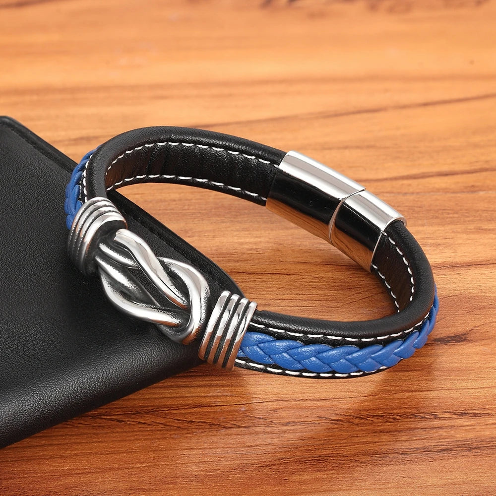 Hand-woven Chrome Leather Bangle