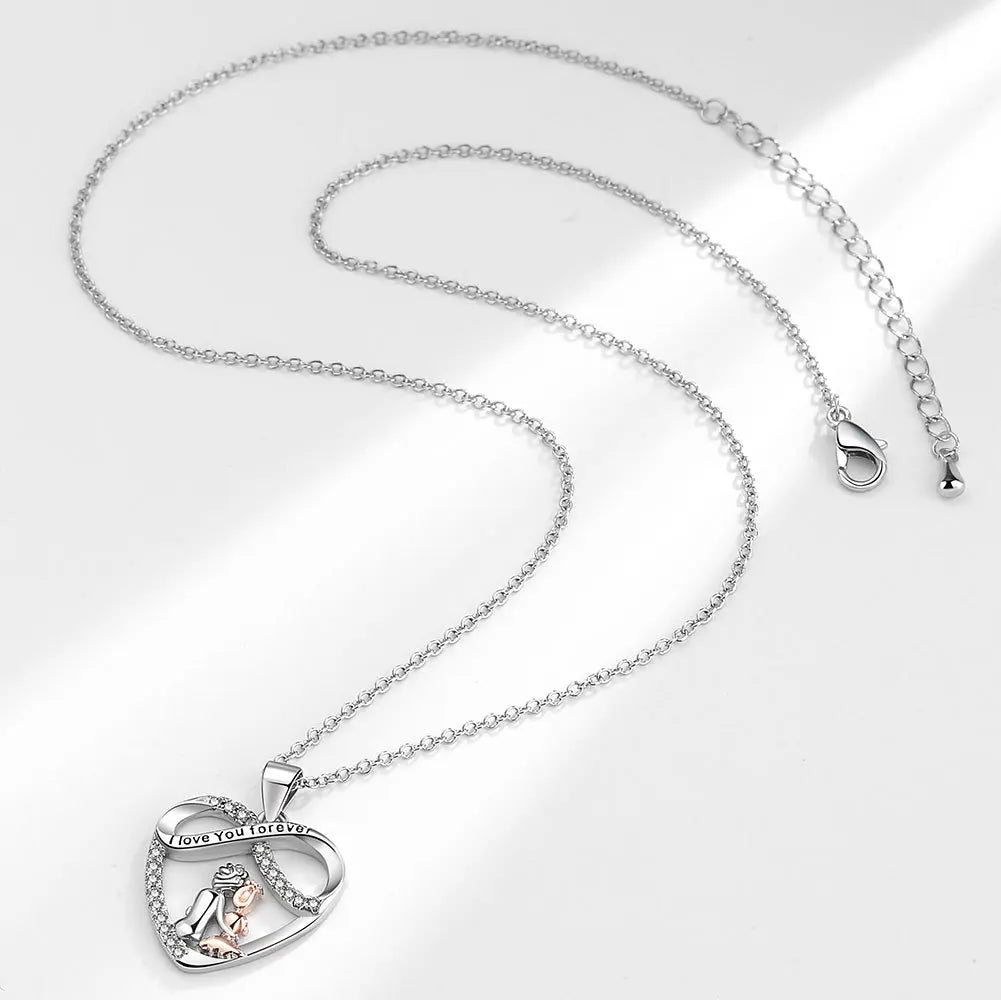 Luxurious Diamond Studded Infinite Heart Pendant Necklace