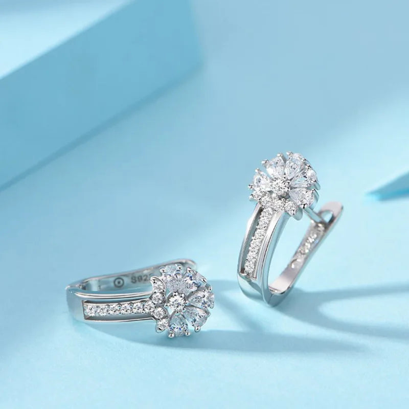 Inlaid Charm Crystal Flower Earrings