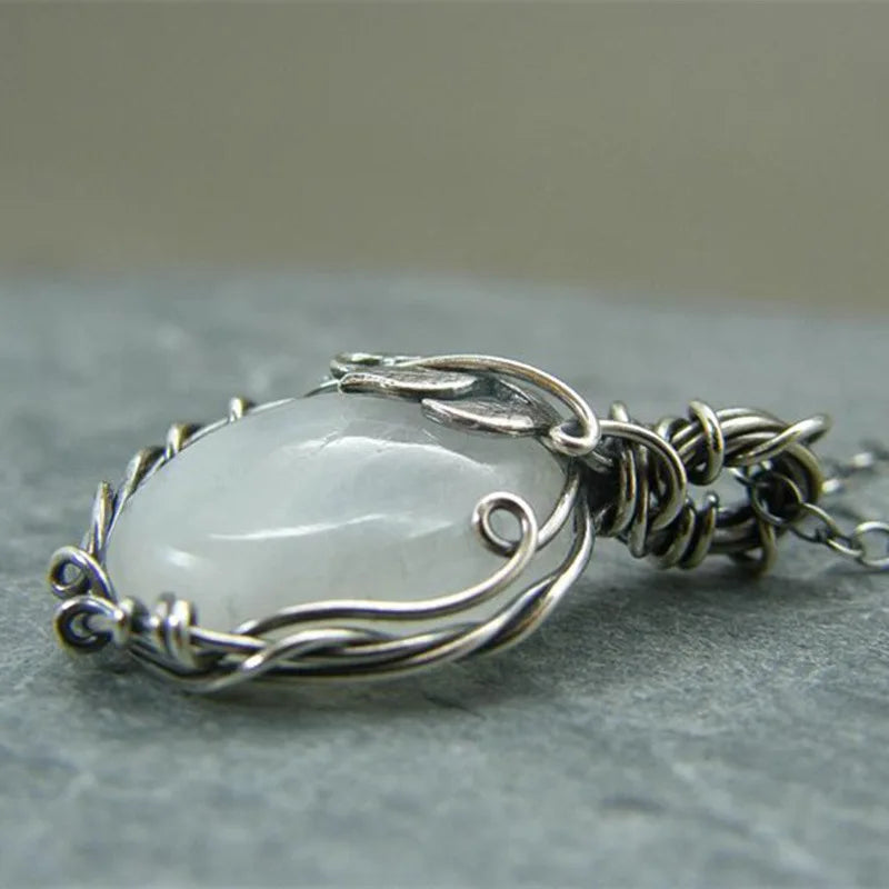 Water Drop Moonstone Pendant Gem Necklace