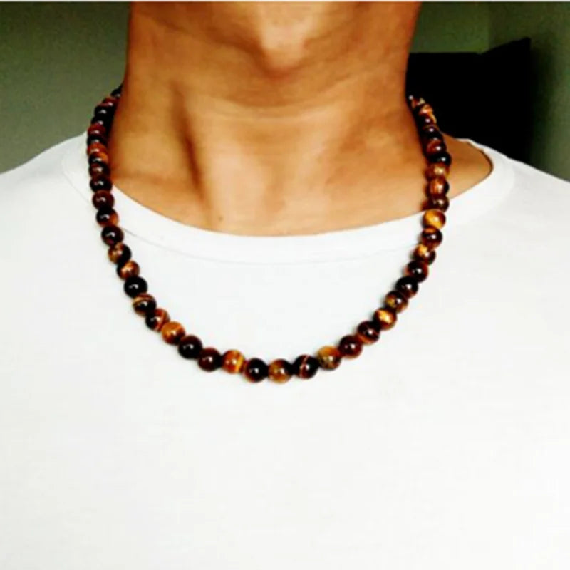 Black Lava Stone Yellow Tiger Eye Choker Necklace