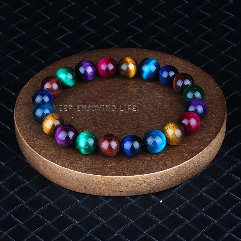 Elegant Colorful Tiger Eye Natural Stone Bracelets