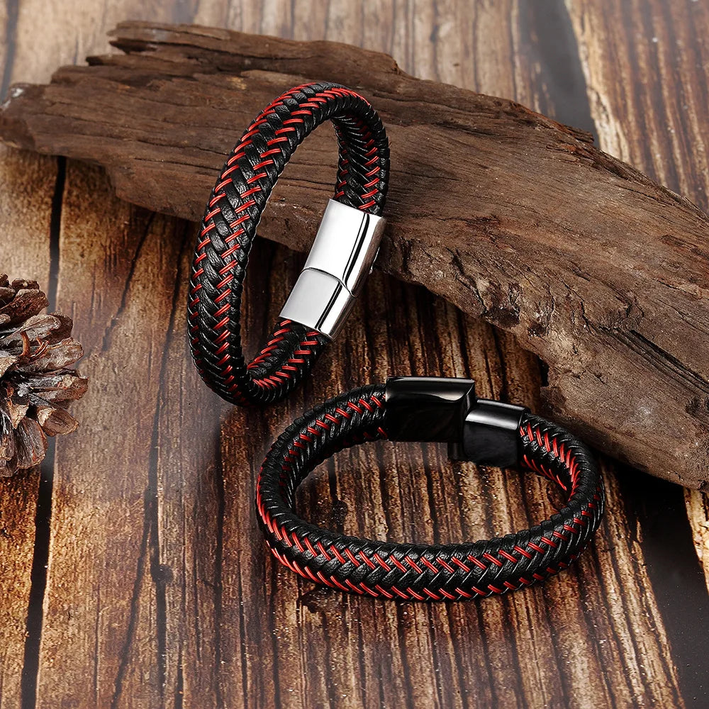 European and American Double Braided Leather Rope Bracelet