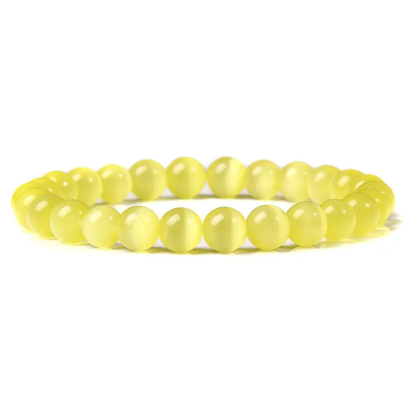 Vibrant Rainbow Pastel Color Cat Eye Stone Beads Bracelets