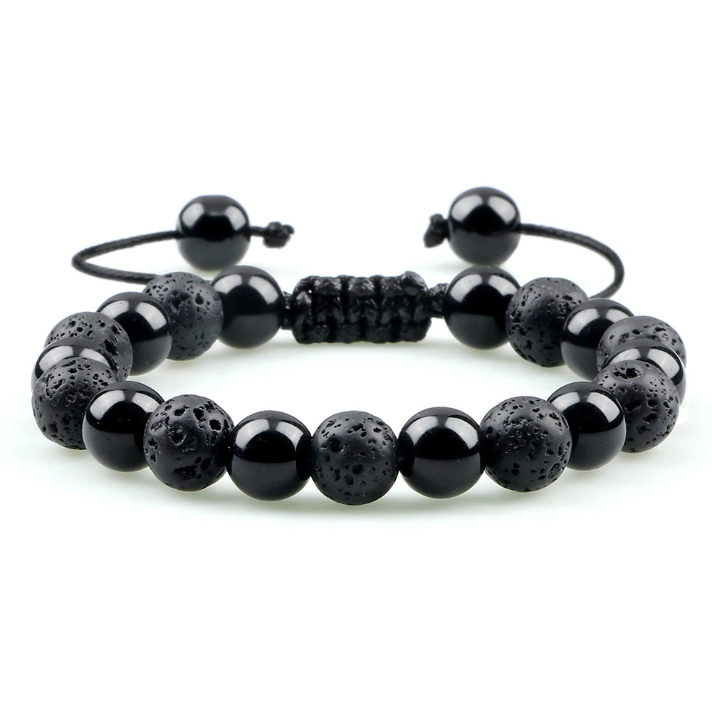 Blended Tiger Eye & Black Onyx Stone Charm Bracelets