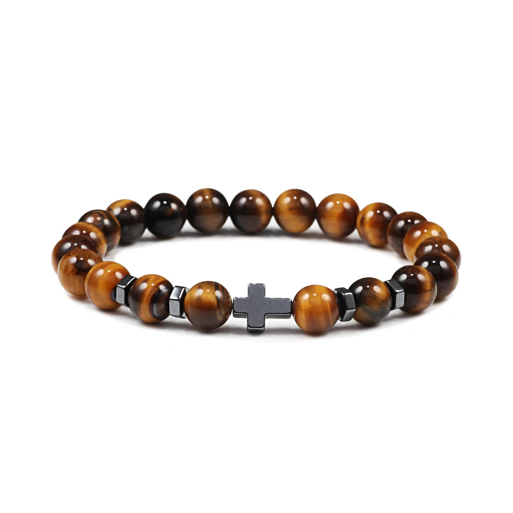 Cross Rosary Natural Purifying Stone Bracelets