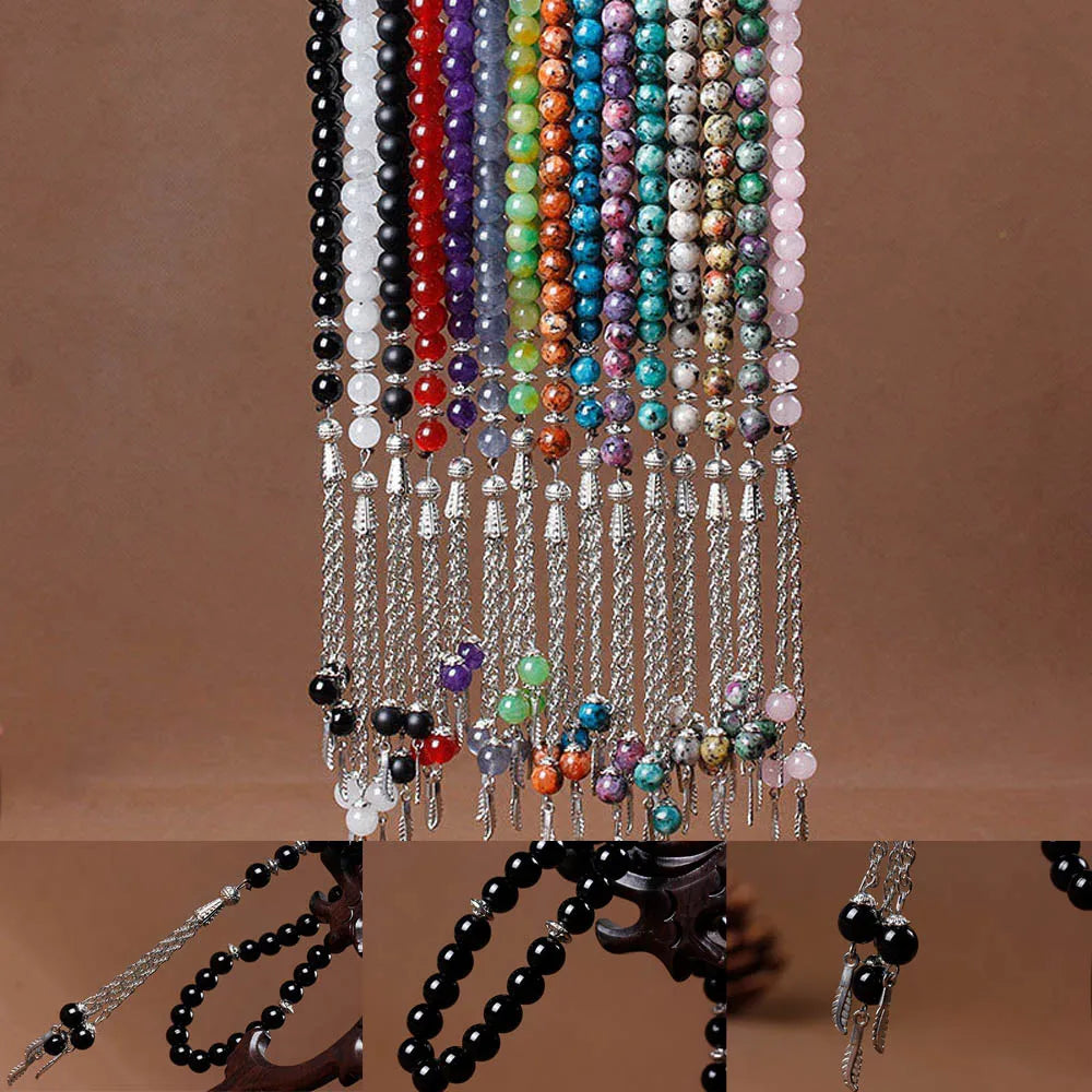 Natural Stone Agates Rosary 33 Beads Bracelet