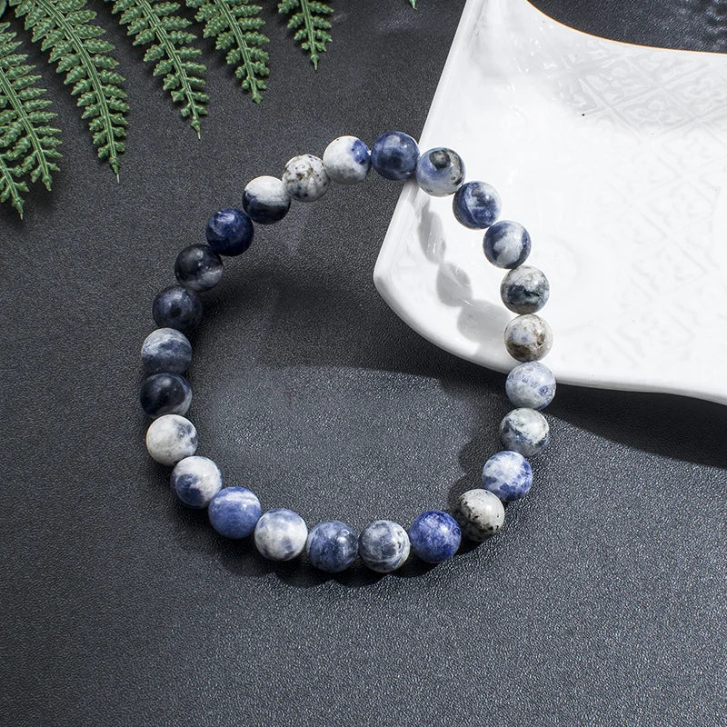 Blue Sodalite Flower Beaded Necklace