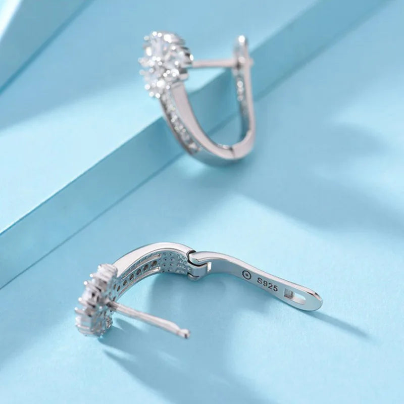 Inlaid Charm Crystal Flower Earrings