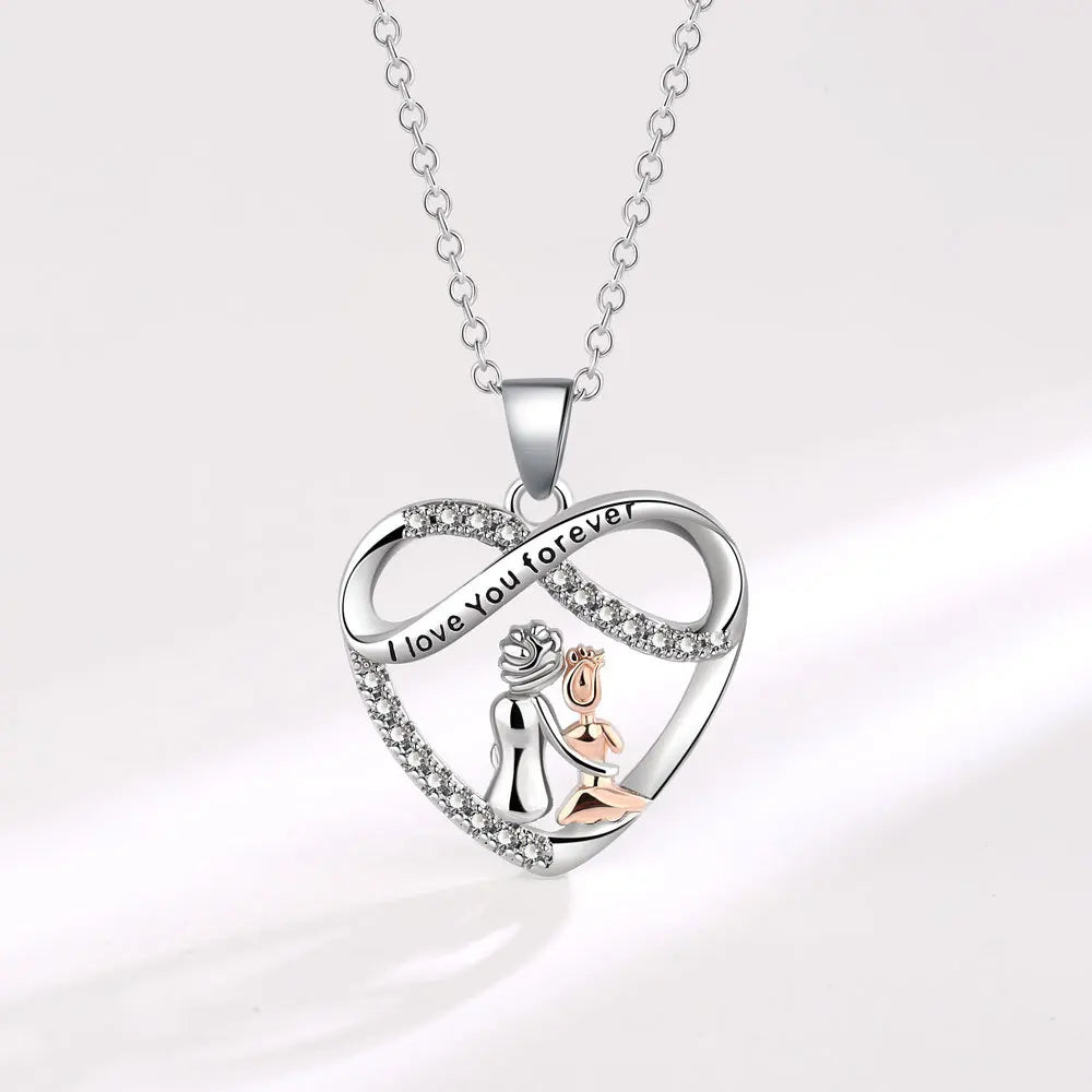 Luxurious Diamond Studded Infinite Heart Pendant Necklace