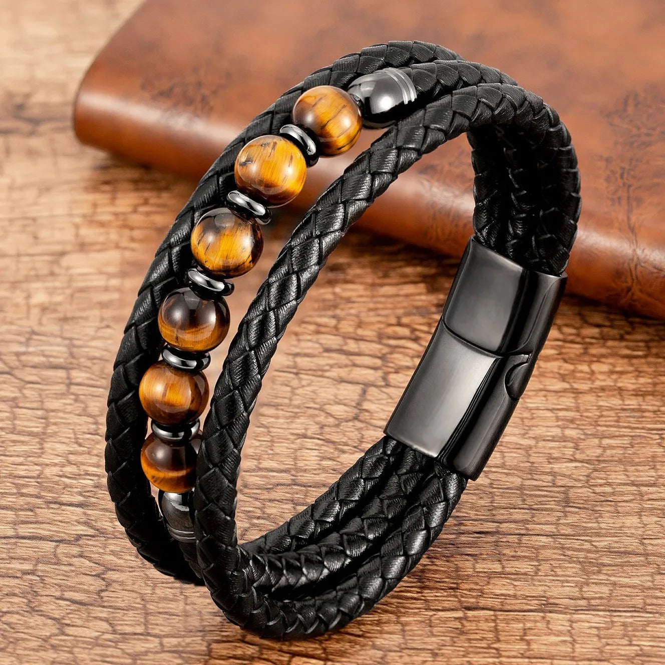 Double Layer Leather Healing Stone Bracelets