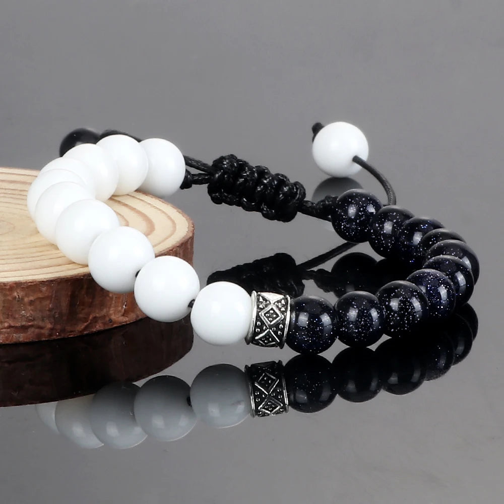 White Natural Half & Half Protection Abundance Stone Bracelets