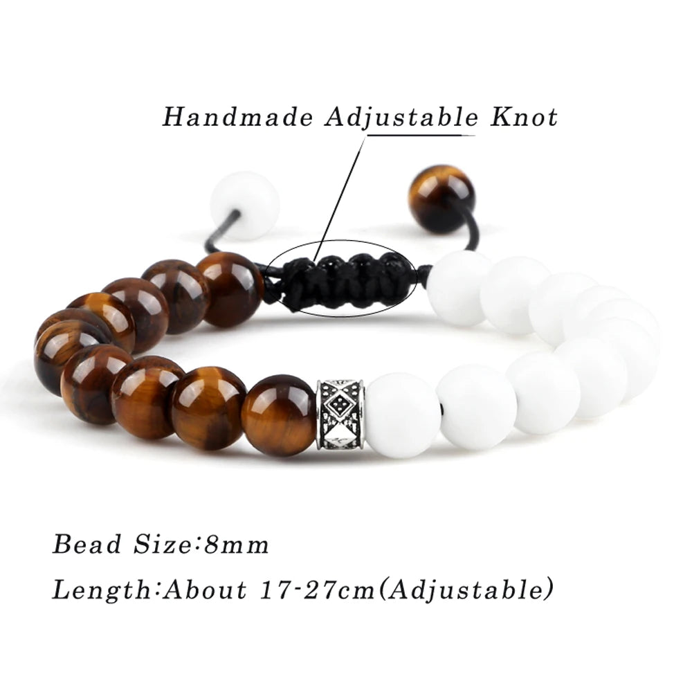 White Natural Half & Half Protection Abundance Stone Bracelets