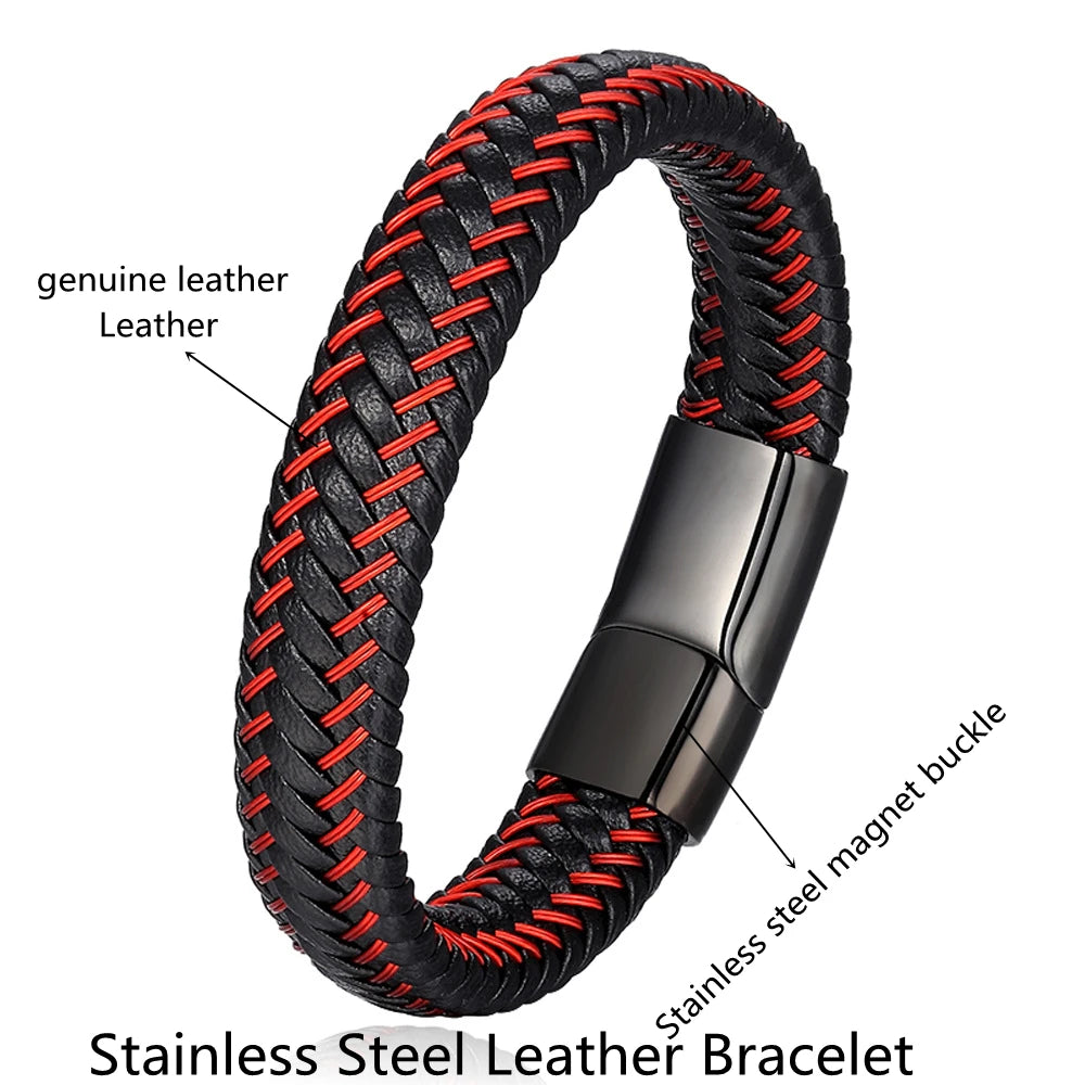 European and American Double Braided Leather Rope Bracelet