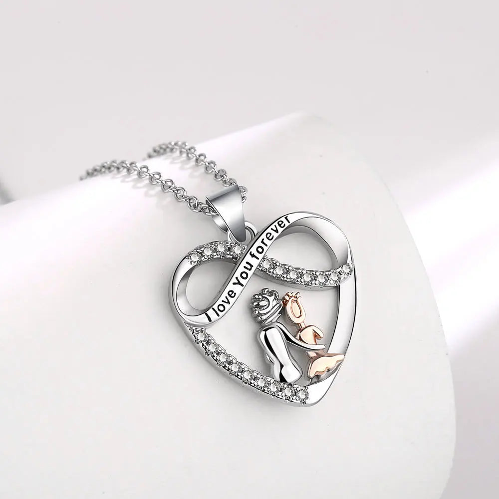 Luxurious Diamond Studded Infinite Heart Pendant Necklace
