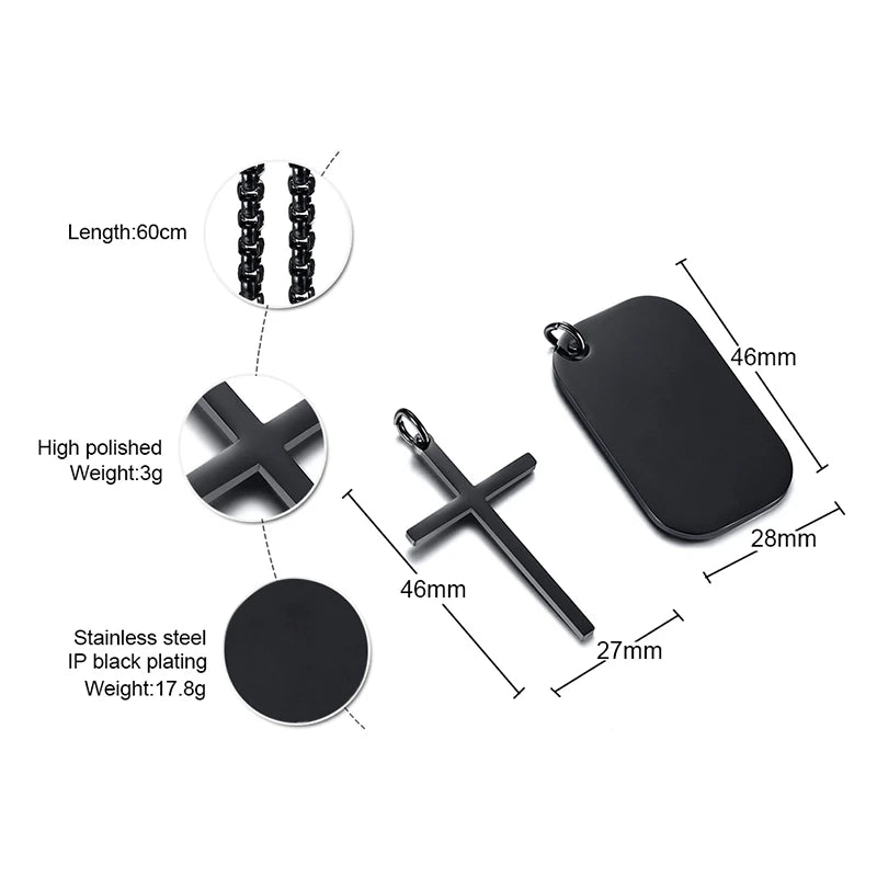 Inspirational Bible quotes Cross Dog Tag Necklaces