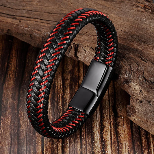 European and American Double Braided Leather Rope Bracelet