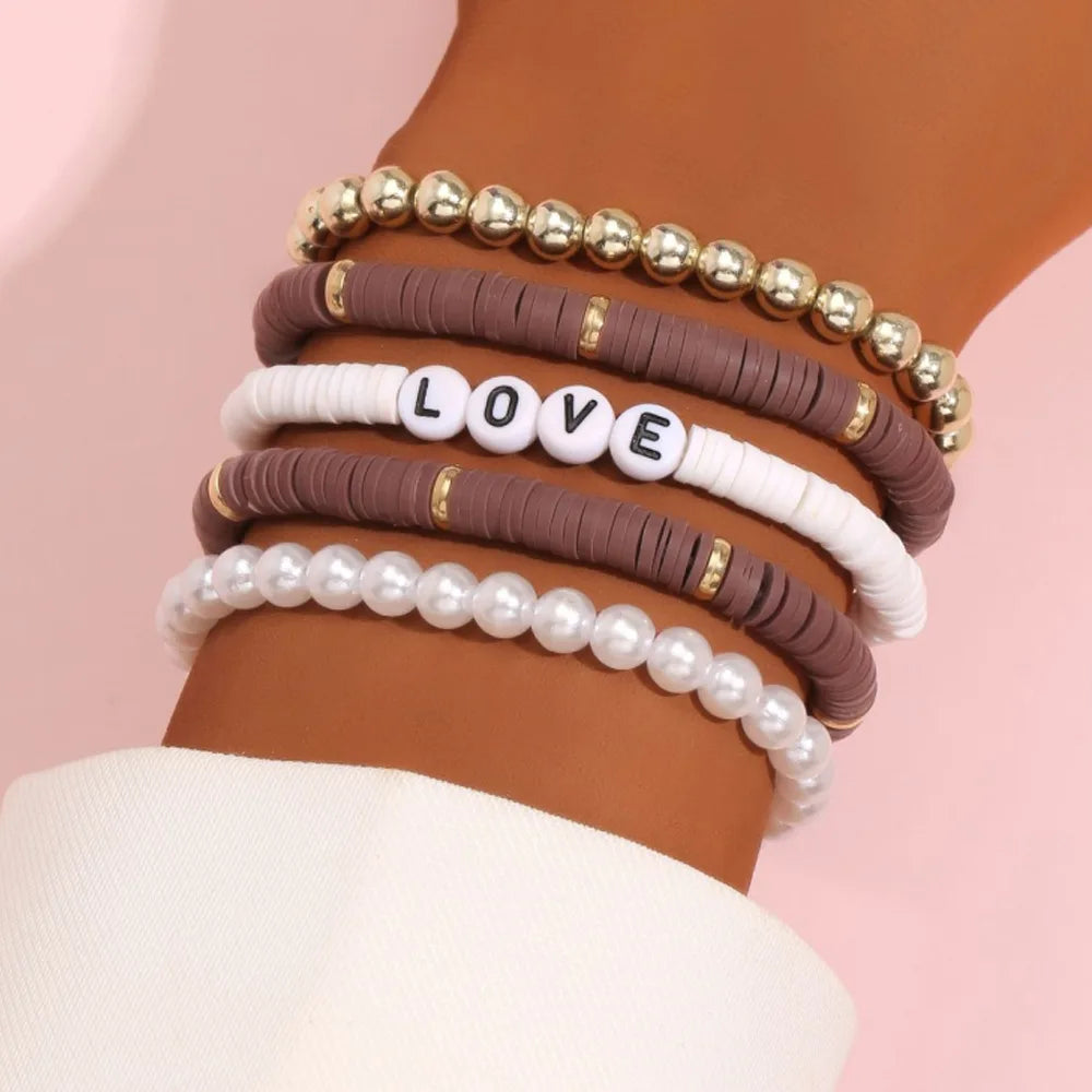Rainbow Heart Charm Stackable Bracelets Sets