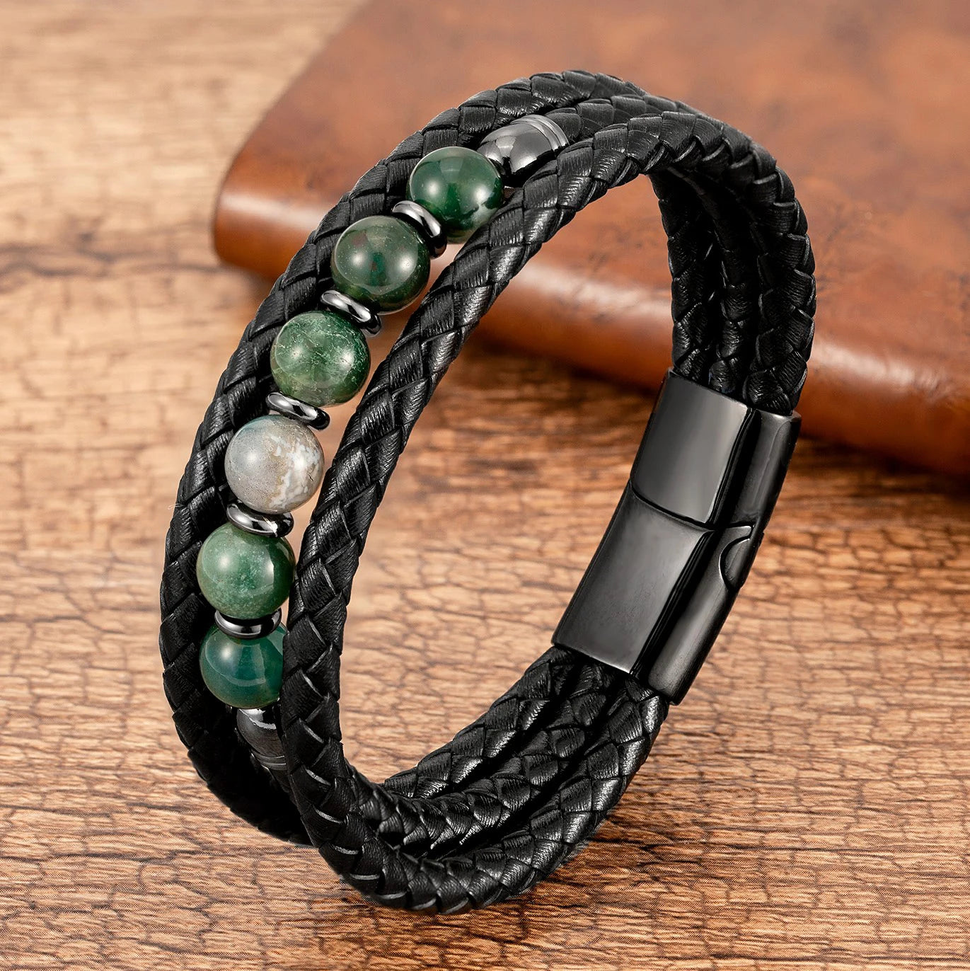 Double Layer Leather Healing Stone Bracelets