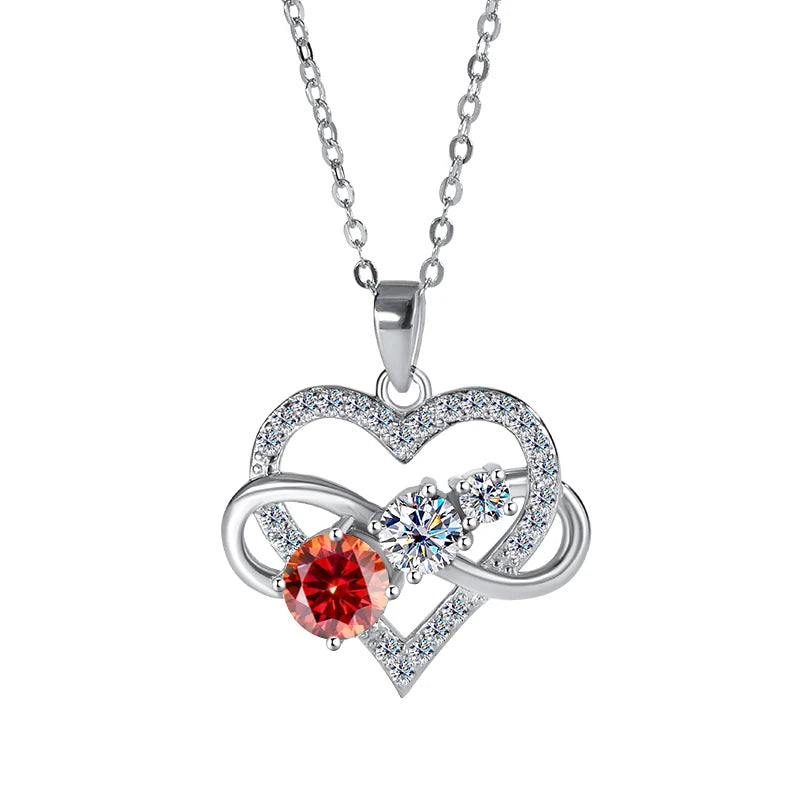 Luxury 1.8CT Diamond Infinite Love Heart Moissanite Pendant Necklace