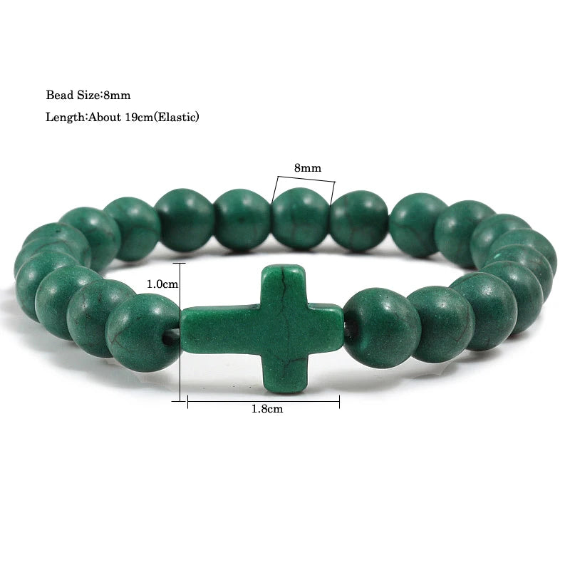 Luminous Array Cross Natural Stone Bracelets