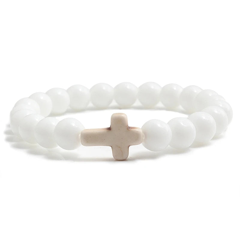 Luminous Array Cross Natural Stone Bracelets