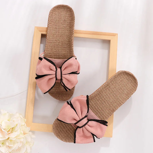 New Casual Bow-knot Soft Floor Linen Slipper