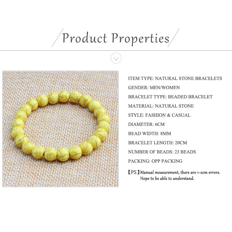 Yellow Unique Natural Stone Bead Charm Bracelets