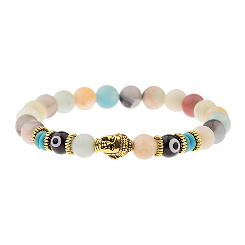 Charm Buddha & Evil Eye Stone Chakra Bracelets