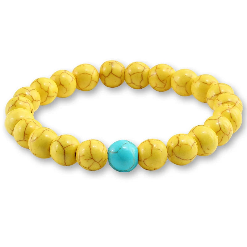 Yellow Unique Natural Stone Bead Charm Bracelets
