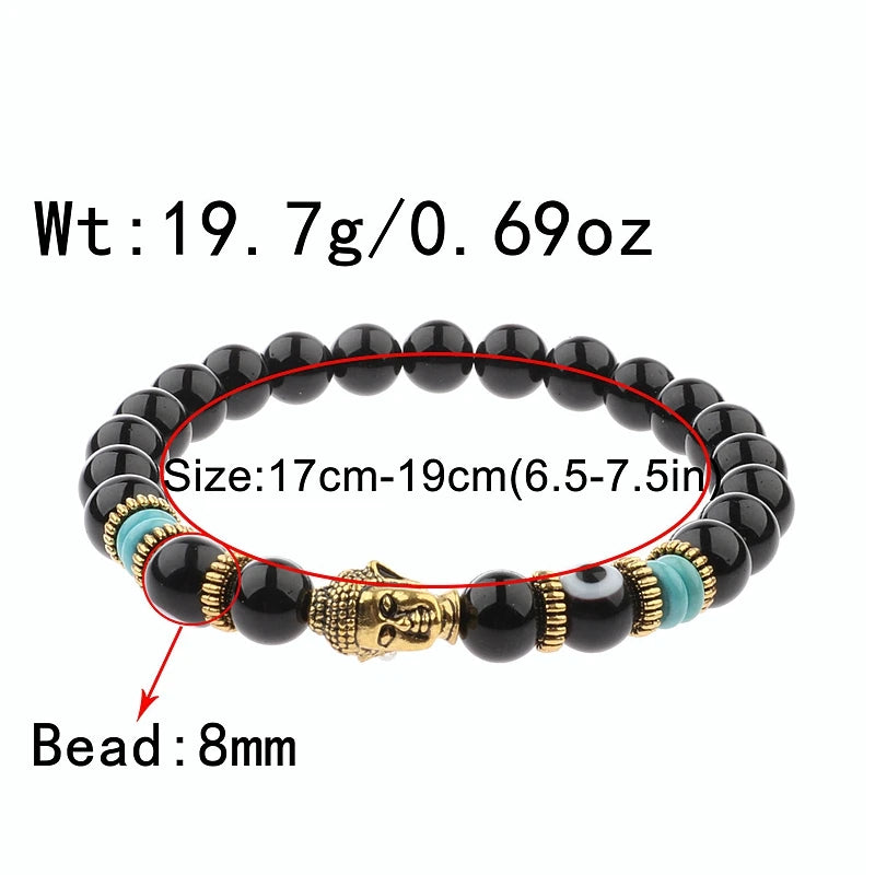 Charm Buddha & Evil Eye Stone Chakra Bracelets