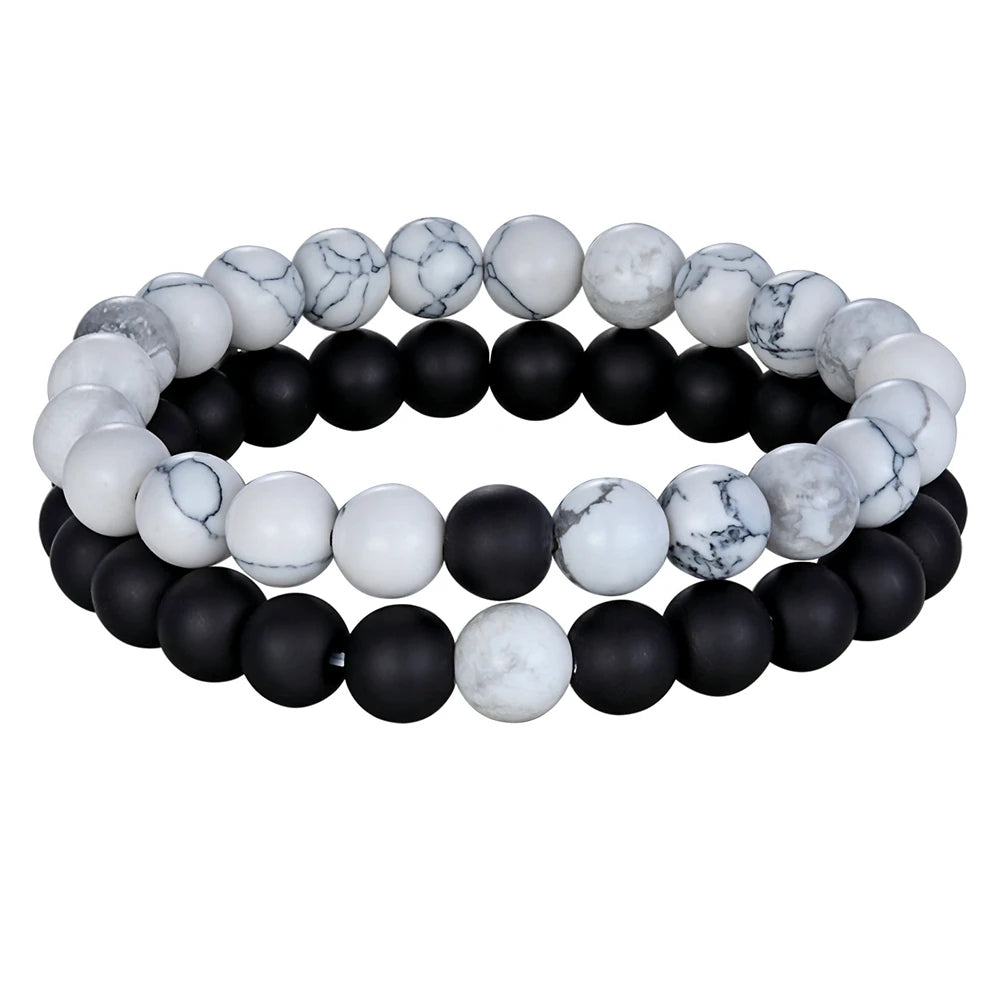 Couples Distance Connection Natural Stone Bracelet Sets