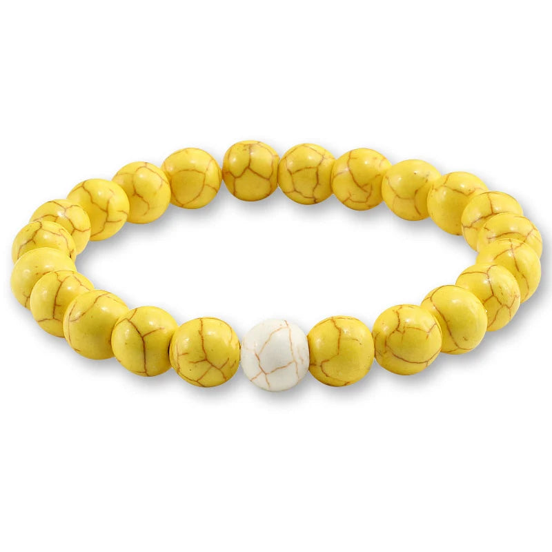 Yellow Unique Natural Stone Bead Charm Bracelets