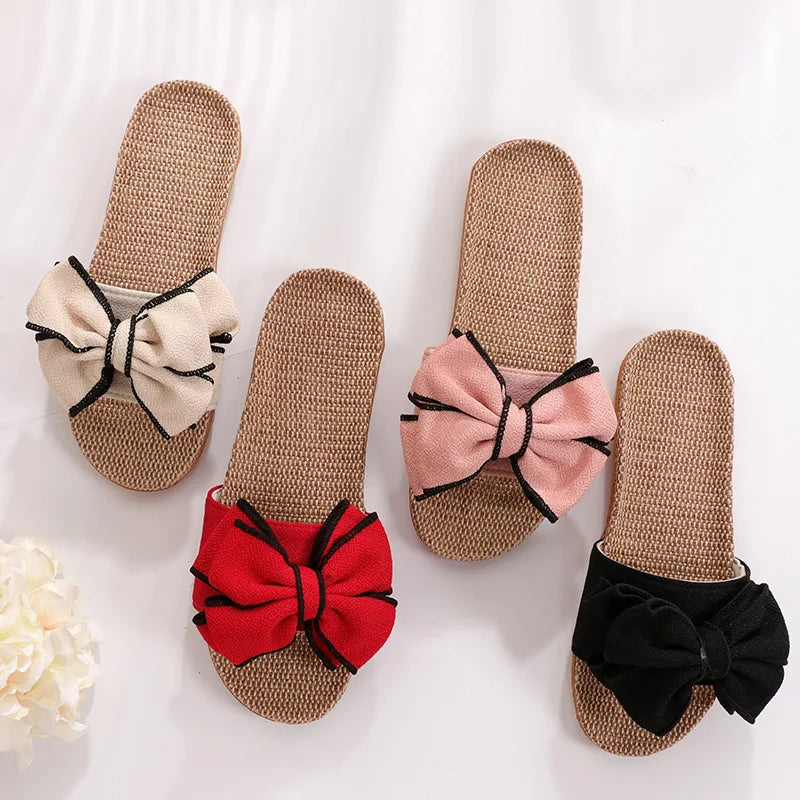 New Casual Bow-knot Soft Floor Linen Slipper