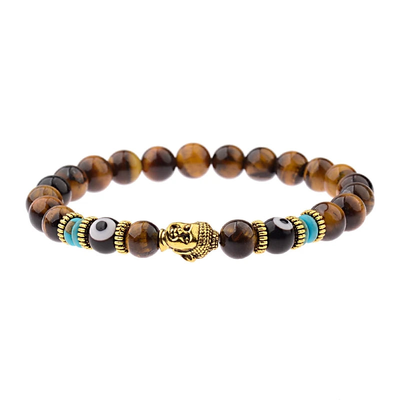 Charm Buddha & Evil Eye Stone Chakra Bracelets