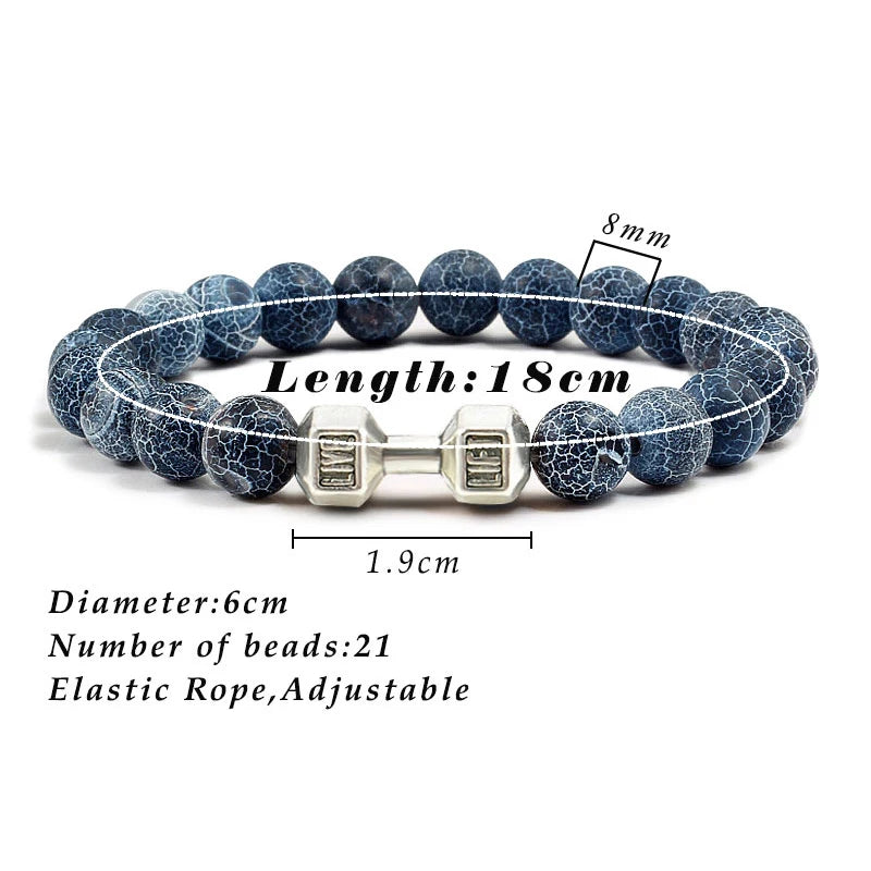 Natural Volcanic Stone Dumbbell Charm Strand Bracelets