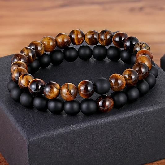 Couples Distance Connection Natural Stone Bracelet Sets